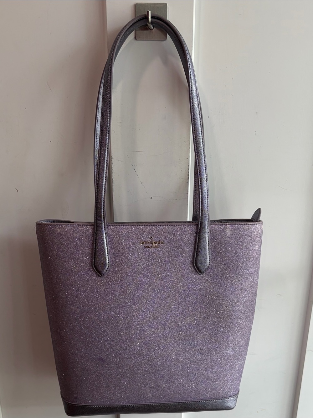 Authenticated Kate Spade Metallic Lavender Tote Bag